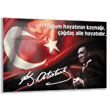 Atatürk Sözleri 4 Cam Tablo - Yatay Motif 01-007