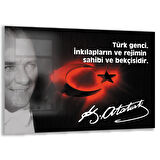 Atatürk Sözleri 6 Cam Tablo - Yatay Motif 01-005
