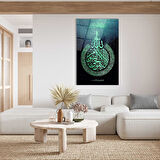 Ayetel Kürsi Ayet Dini İslami Duvar Dekoru Cam Tablo 4mm Dayanıklı Mavi Temperli Cam