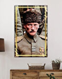 Atatürk Portre Dikey Cam Tablo Hediyelik Büyük Tablo Ev Ofis Dekoru