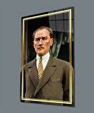 Atatürk Portre Cam Tablo Hediyelik Büyük Tablo Ev Ofis Dekoru.