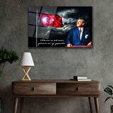 Atatürk Yatay Cam Tablo Hediyelik Büyük Tablo Ev Ofis Dekoru