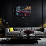 Kırmızı Mustang Yağmurlu Gece Tablosu