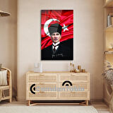 Atatürk ve Bayrak Cam Tablo