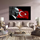 Atatürk ve Bayrak Cam Tablo