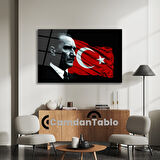 Atatürk ve Bayrak Cam Tablo