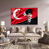 Atatürk ve Bayrak Cam Tablo