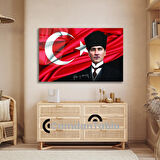 Atatürk ve Bayrak Cam Tablo
