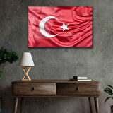Kırmızı Dalgalı Türk Bayrağı Cam Tablo Red Wavy Turkish Flag Glass Painting