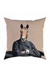 Mr. Horse Kadife Yastık/Kırlent (Dolgu Boncuk Elyaf Uluslararası Yıkama Ve Solmama Sertifikası)