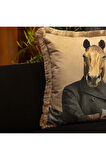 Mr. Horse Kadife Yastık/Kırlent (Dolgu Boncuk Elyaf Uluslararası Yıkama Ve Solmama Sertifikası)