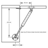 Gazlı Amortisör Piston 80 N Kalkar Dolap Kapakları için 27 cm Gri 