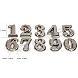 Yapışkanlı Lüx Rakam 5,5 cm Saten-Krom Çift Renk Çelik Kapı için