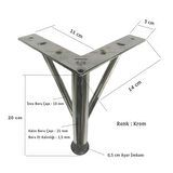 4 Adet Firkete Ayak Metal 20 cm Krom Mobilya Koltuk Ayağı 