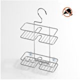 Tekno Tel BK-067 Asmalı 2 Katlı Düz Banyo Duş Rafı Krom