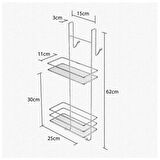 Tekno Tel LM-065 Asmalı 2 Katlı Düz Banyo Duşakabin Rafı Krom