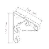 2 Adet Burgulu 15 x 15 cm Dekoratif Raf Altı Ayağı Konsol Siyah