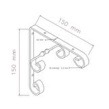 12 Adet Burgulu 15 x 15 cm Dekoratif Raf Altı Ayağı Konsol Siyah