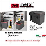 Metali Dolap İçi Çöp Kovası Antrasit 15 lt Made in İtaly