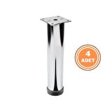 4 Adet Mobilya Ayağı Metal 20 cm Alttan Ayarlı 42 mm Krom Ayak 