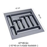 2 Adet Çekmece İçi Kaşıklık 47 x 49 cm Gri Mutfak Çekmece Düzenleyici 