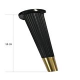 4 Adet Stil Açılı Konik Plastik Mobilya Ayak Siyah Altın 16 cm Koltuk Ayağı
