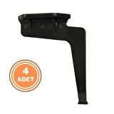 4 Adet Kaz Lüks Mobilya Koltuk Çekyat Ayağı Metal Siyah 17 cm