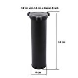 Metal Mobilya Koltuk 12 -14 cm Ayarlı Orta Destek Ayağı Mat Siyah