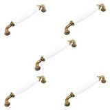 5 Adet Porselen Mobilya Dolap Kulp 128 mm Antik Sarı