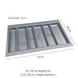 Çekmece İçi Kaşıklık ve Kepçelik 2 li Set 75 x 49 cm Gri 