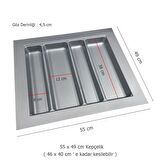Çekmece İçi Kaşıklık ve Kepçelik 2 li Set 55 x 49 cm Gri 