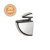20 Adet Pelikan Cam Raf Tutucu Etejer Parlak Krom Metal Kırılmaz