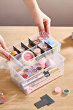 Ayarlanabilir Plastik Bölmeli Çok Amaçlı Taşınabilir Organizer Kutusu Makyaj Saklama Kutusu 2,8 L