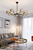 Gofty 6lı Siyah Eskitme Detaylı Beyaz Camlı Modern Oturma Odası Avize