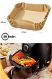 100 Adet Air Fryer Fritöz Pişirme Kağıdı Kare Tepsi Model Hazır Tek Kullanımlık Yağ Geçirmez Kağıt
