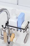 2 Adet Sabun ve Sünger Tutucu Paslanmaz Çelik Mutfak Banyo Musluğuna Sabitlenebilir Sabunluk 2 Adet