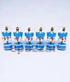 Mavi Ahşap Mini Atlı Karınca 6lı Set Nostaljik Ahşap El Yapımı Atlı Karınca Dekoratif 6'lı Süsler
