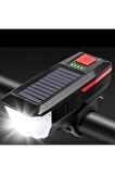 Kornalı Bisiklet Feneri Solar Güneş Enerji Ve Usb Ile Şarj Edilebilir Su Geçirmez T6 Led Feneri Kırm