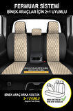 Hyundai İ10  Uyumlu 5 KOLTUK TAM SET PRO Lüks Oto Koltuk Kılıfı - Deri ve Kabartmalı Özel Kumaş (Ön Arka Tam Set - Terletmez) BEJ