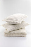 Merinos Modern Line 3 Parça Battaniye Seti - KEMİK-Ekru