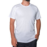 Erkek Beyaz %100 Pamuk Regular Kesim Sıfır Yaka Basic Tişört - Company