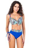 Endeep Kadın Büyük Beden Balenli Mavi Desenli Bikini Takımı