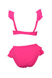 Endeep Kız Çocuk Pembe Aksesuar Detaylı Volanlı Bikini Takımı