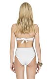 Endeep Kadın Yüksek Bel Aksesuarlı Beyaz Bikini Altı