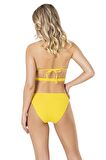 Endeep Kadın Çapraz Model Dokulu Sarı Bikini Takımı