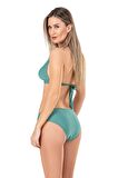 Endeep Kadın Aksesuar Detaylı Boyundan Bağlamalı Yeşil Bikini Takımı