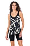 Endeep Kadın Lacivert Geometrik Desenli Tankini Takımı