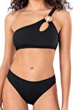 Endeep Kadın Cut Out Detaylı Dokulu Siyah Bikini Takımı