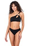 Endeep Kadın Cut Out Detaylı Dokulu Siyah Bikini Takımı