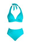 Beria Kadın Yarım Dolgulu Turkuaz Yüksek Bel Bikini Takımı